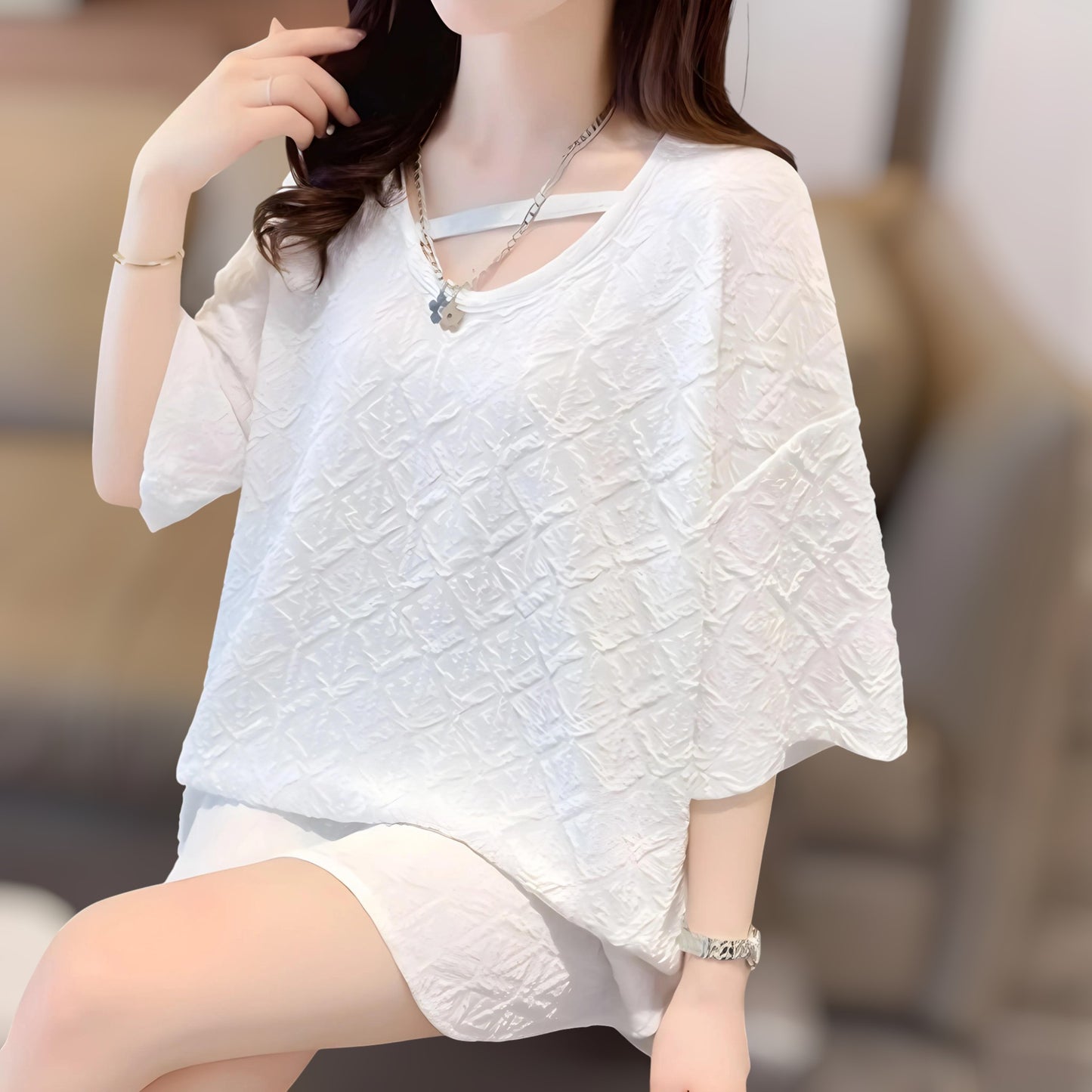 Liora Cross Texture T-Shirt
