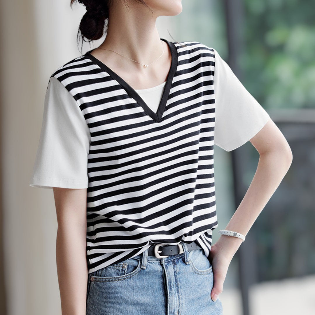 Arden Stripe Panel Layer T-Shirt