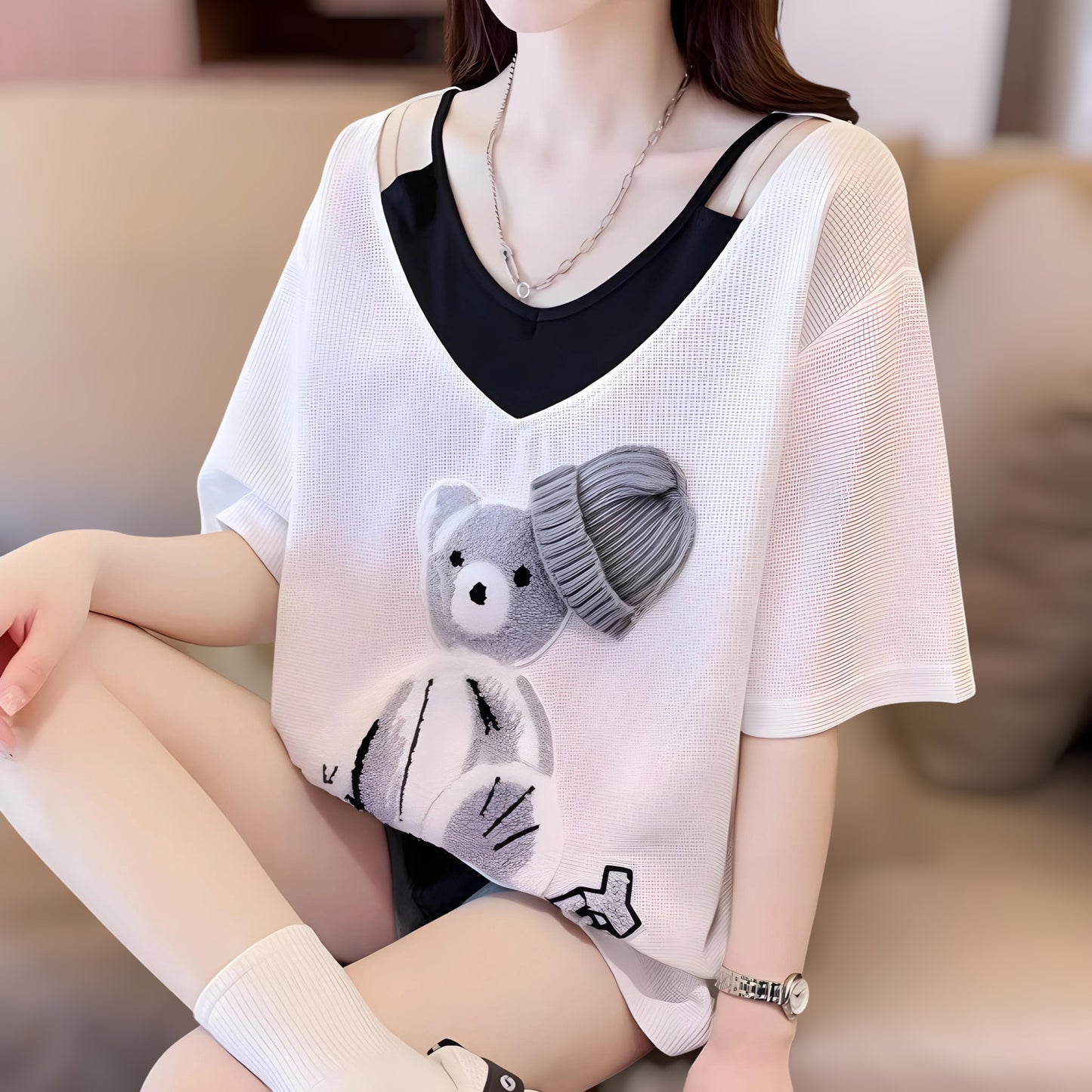 Nola Soft Bear Patch T-Shirt
