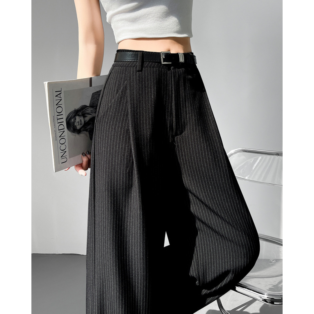 Amira Pinstripe Belted Trousers