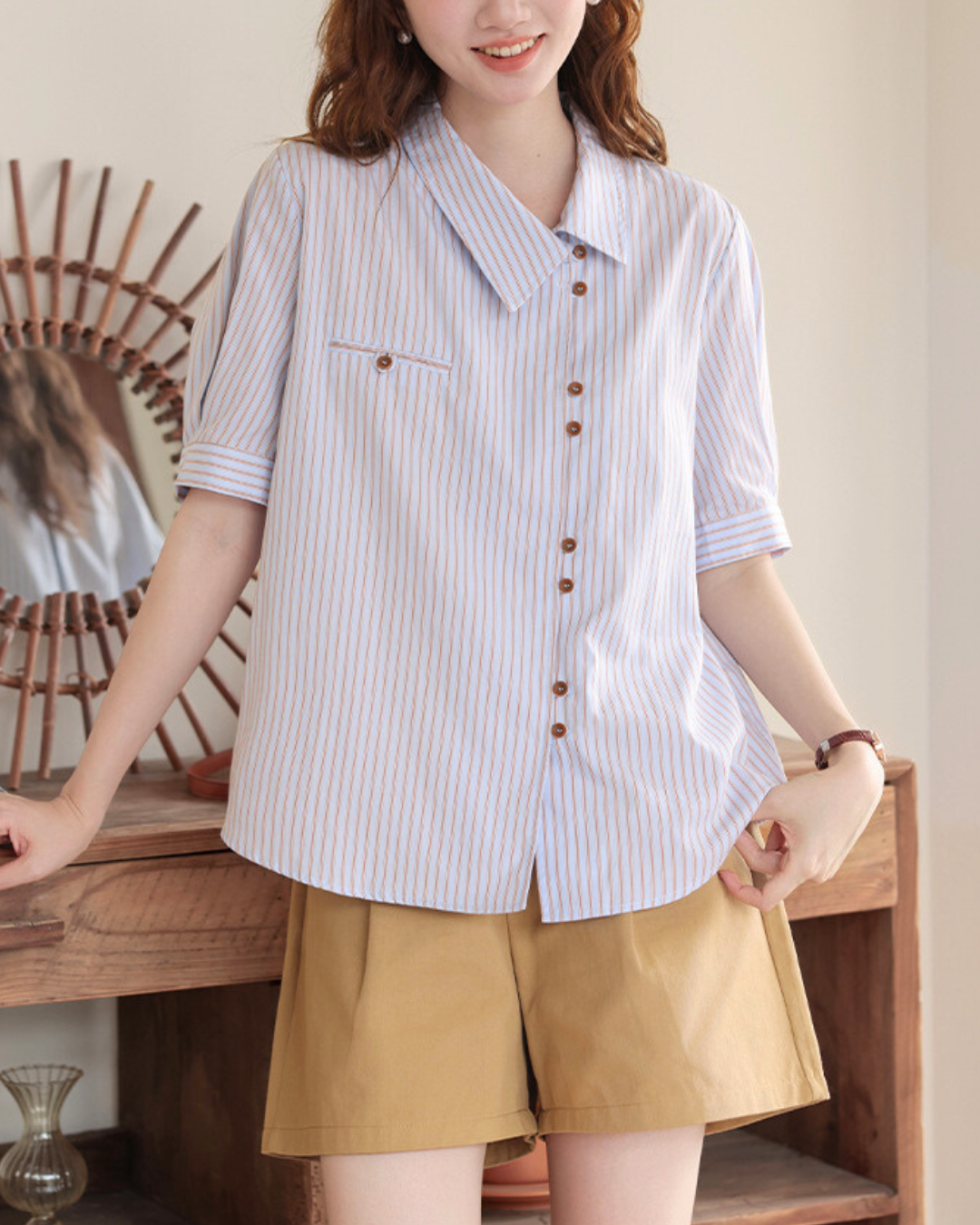 Mira Stripe Pocket Cotton Shirt