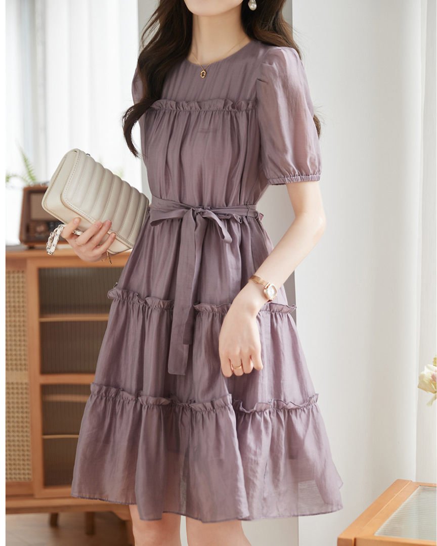 Lilac Tiers Calm Cotton Dress