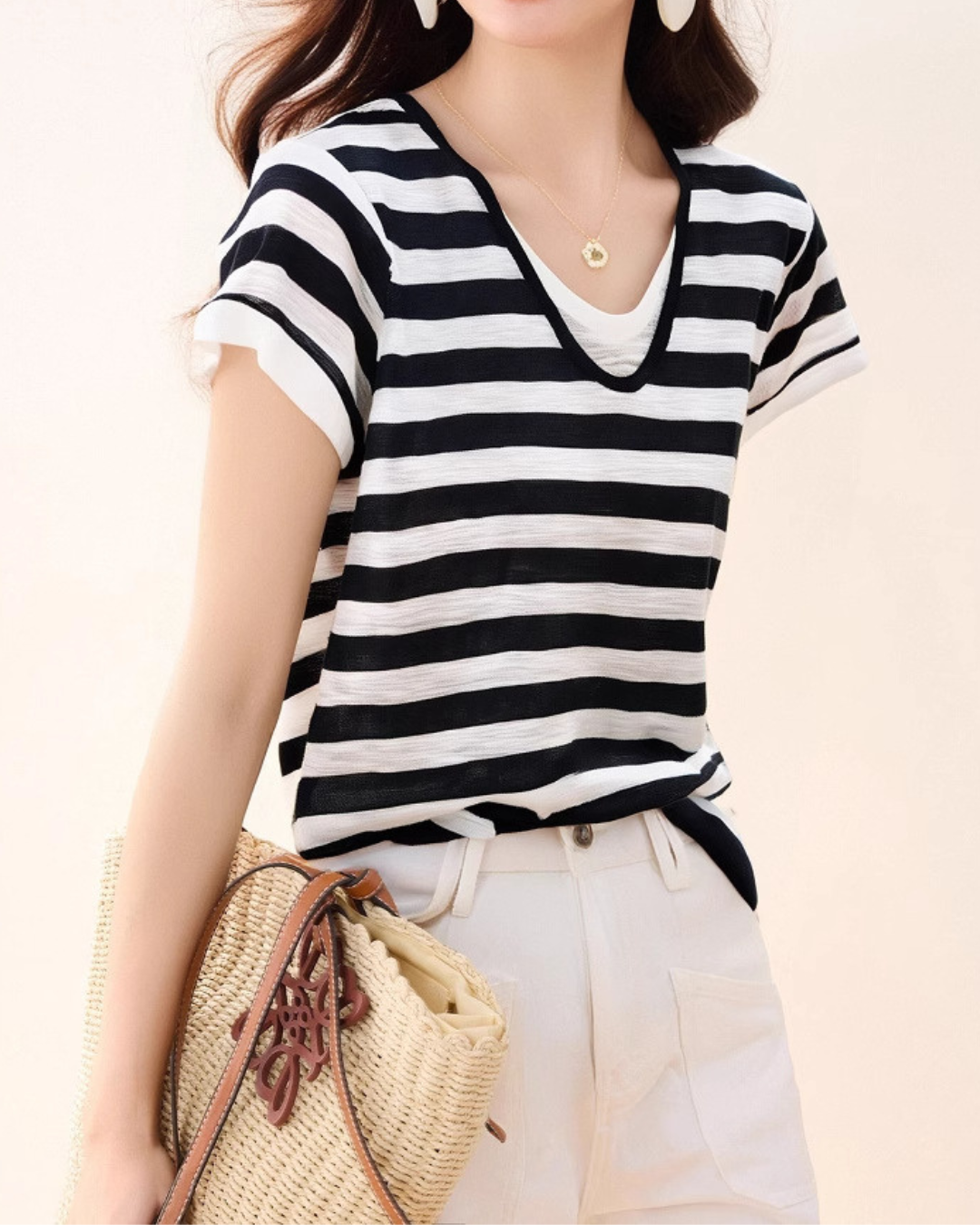 Lyna Stripe Layer Knit T-Shirt
