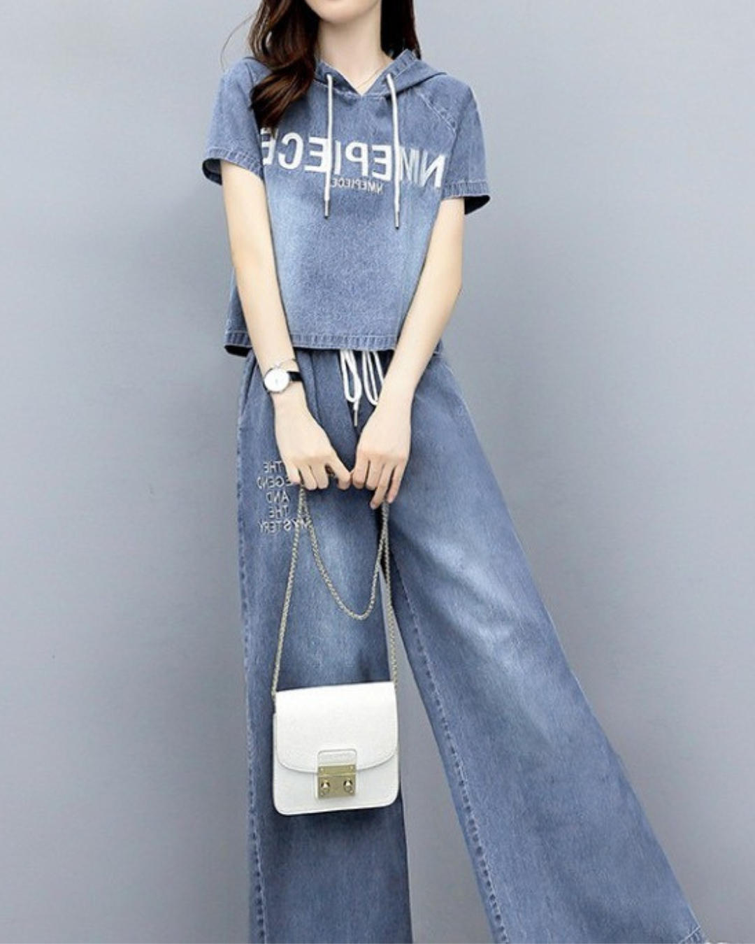 Aspen Drawstring Washed Denim Set