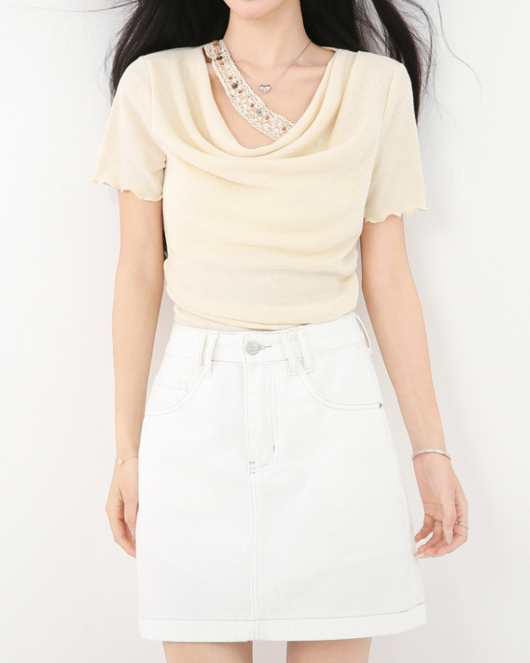 Cleo Drape Trim Layered T-Shirt