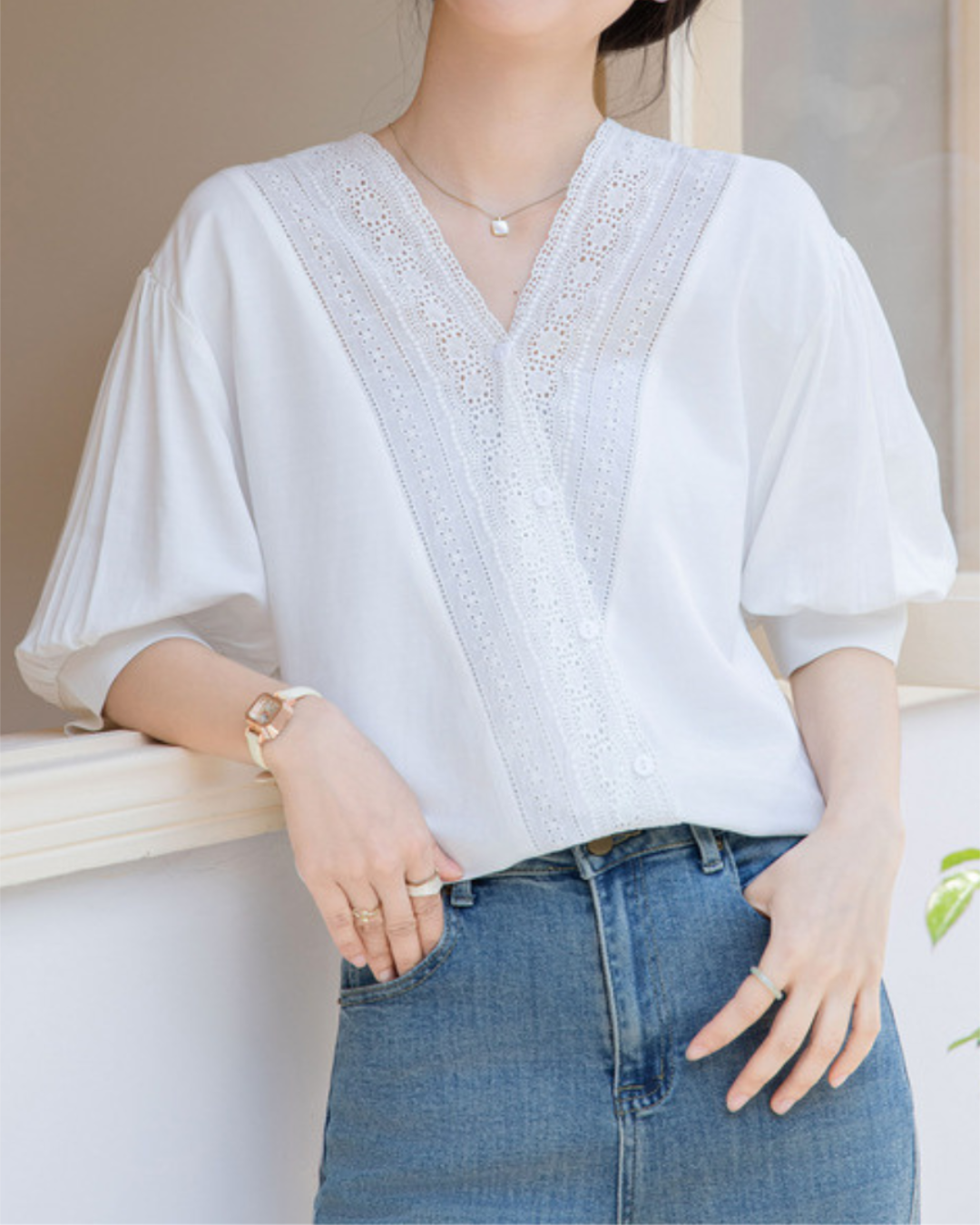 Amelia Lace Trim Shirt