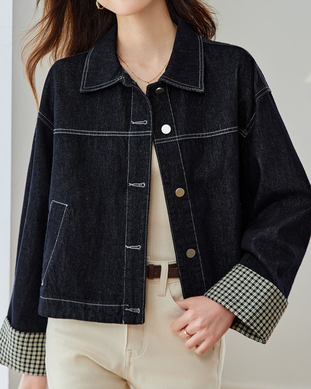 Indigo Check Cuff Jacket