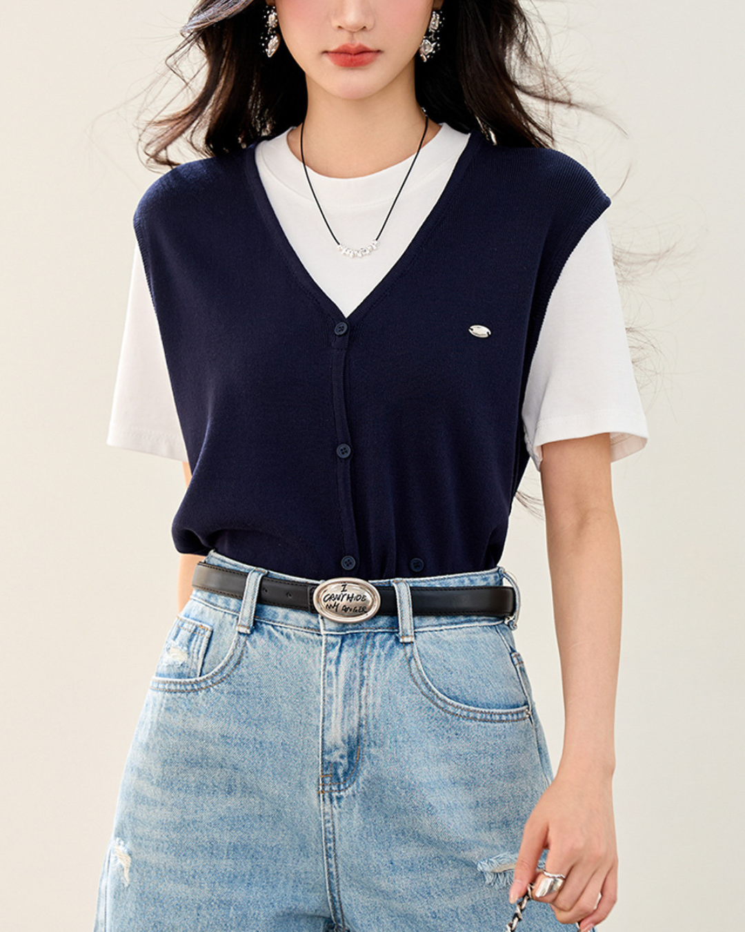Liora Layered Knit Vest T-Shirt