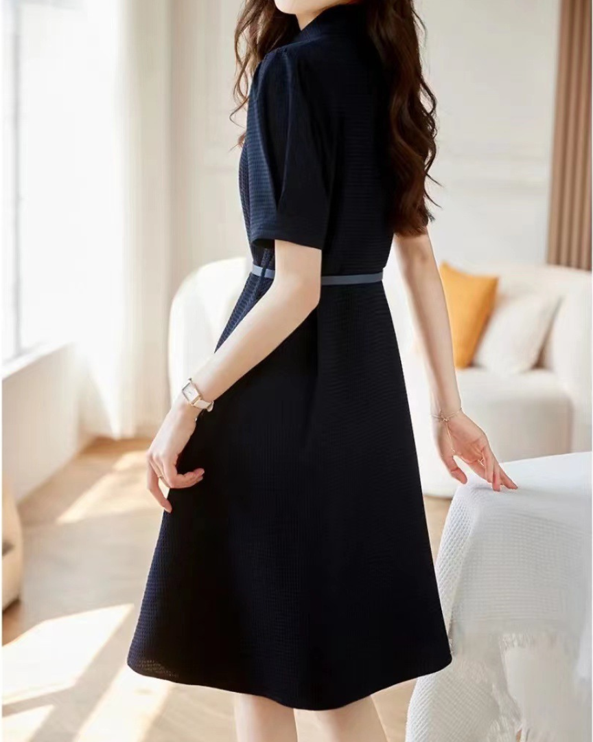 Adele Pearl Button Flare Dress