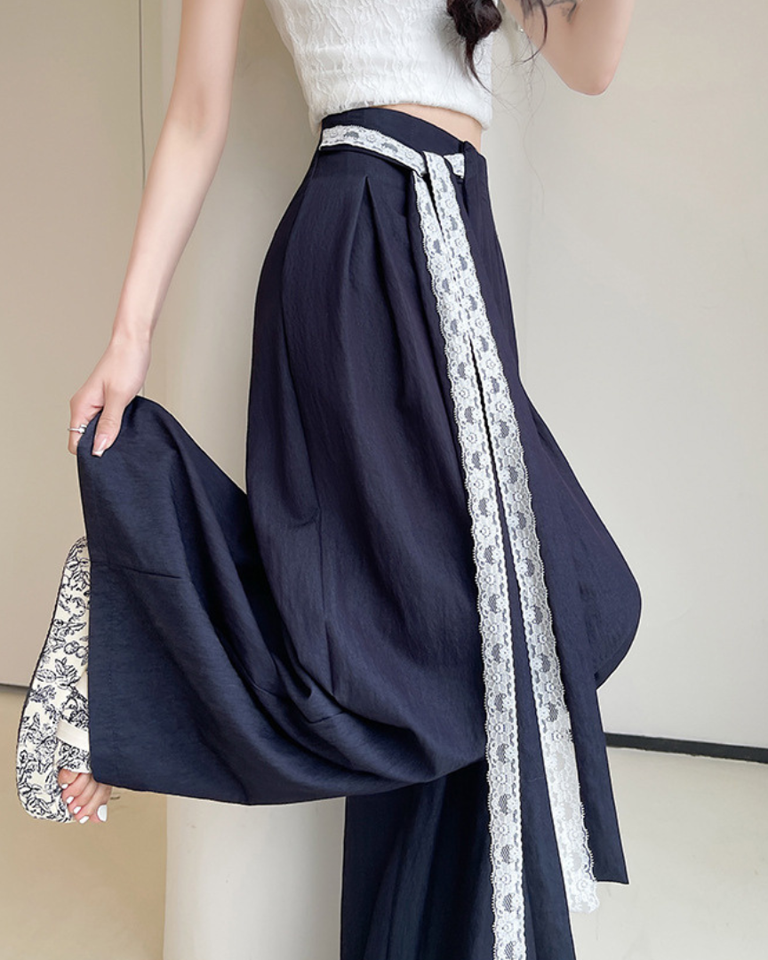 Mira Lace Tie Wide Trousers