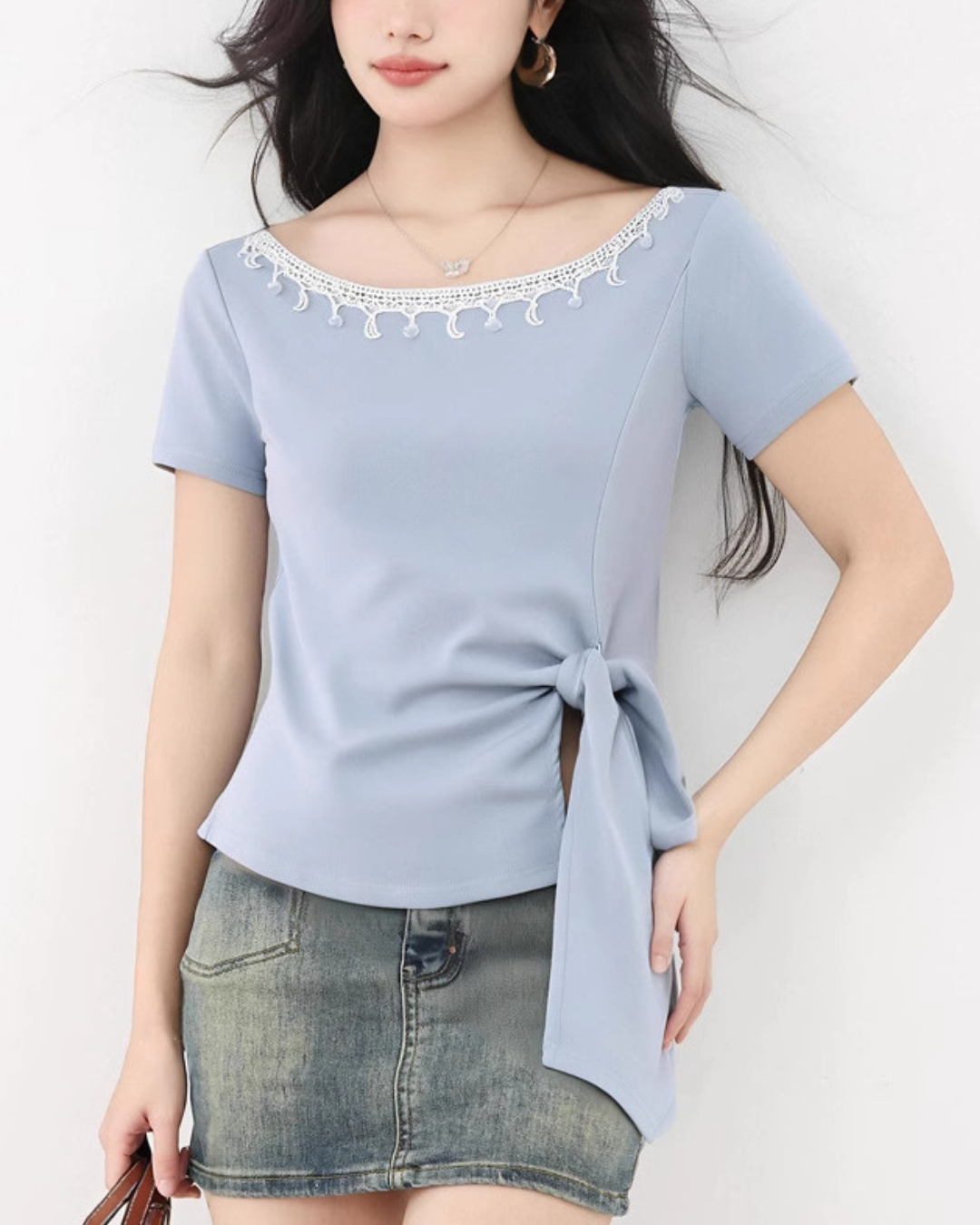 Emilie Lace Tie Side T-Shirt