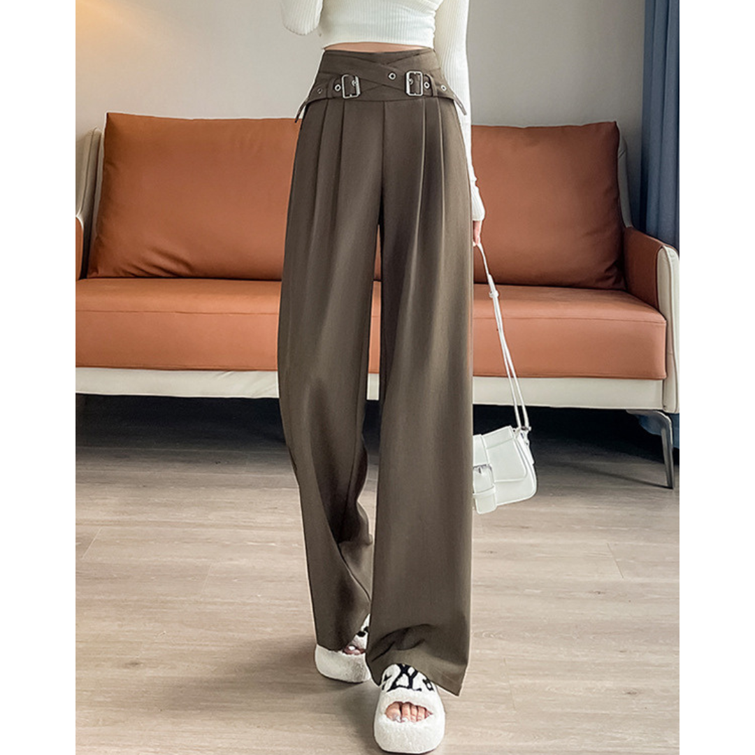 Arden Buckle Waist Wide Trousers