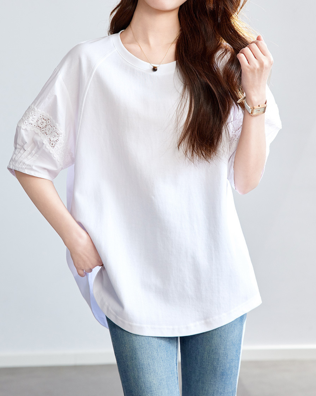 Mira Calm Lace Sleeve T-Shirt