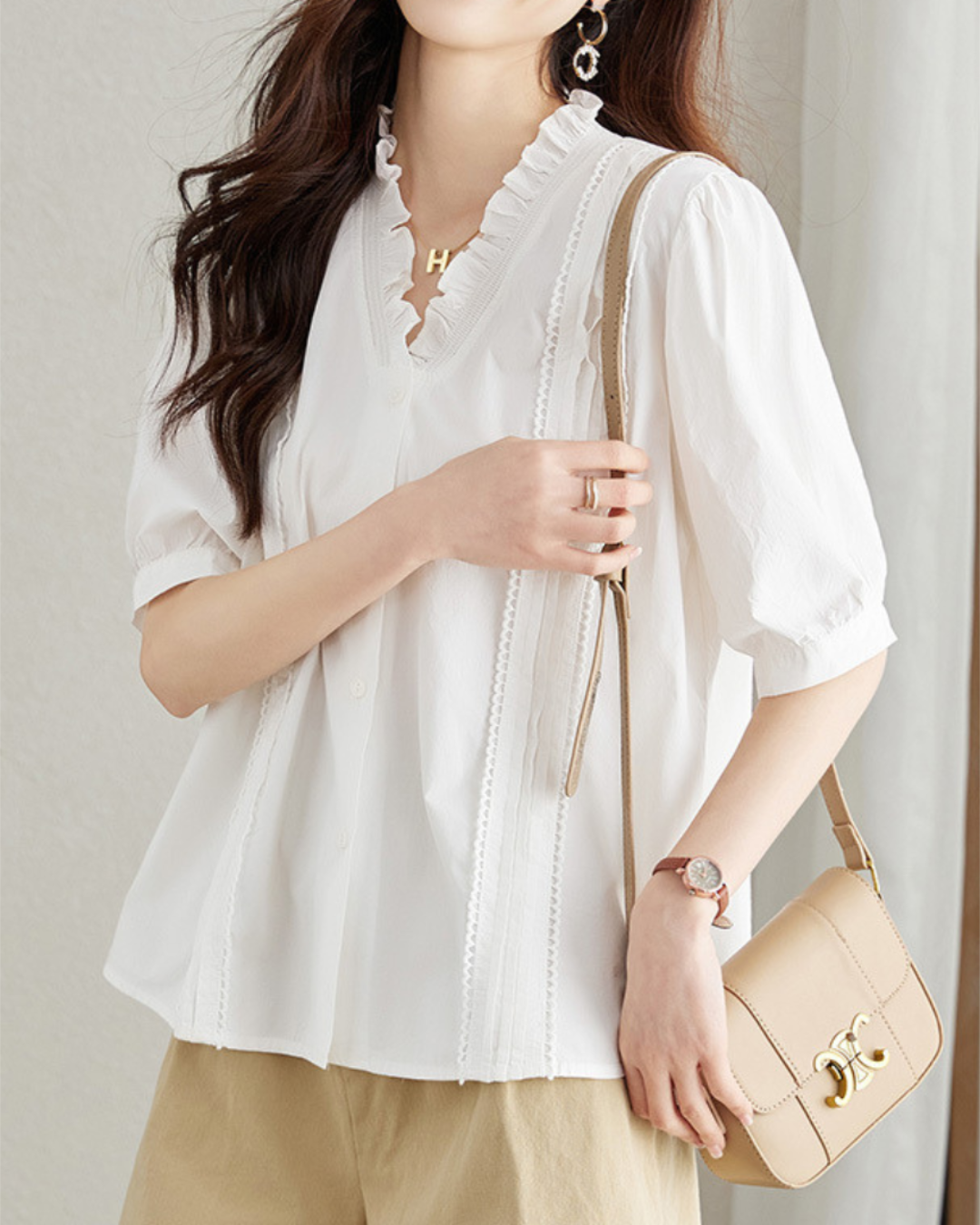 Sienna Ruffle Trim Cotton Blouse