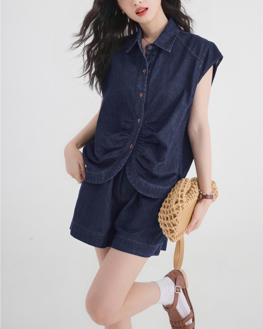 Aurea Ease Denim Short Set