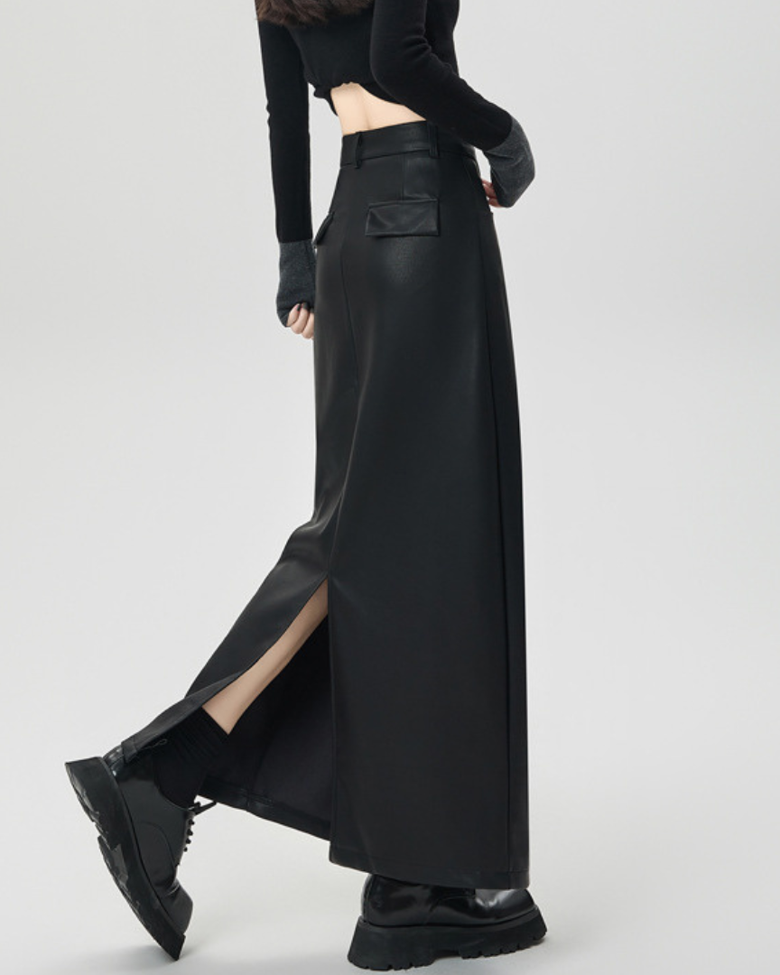 Elara Soft Line PU Leather Skirt