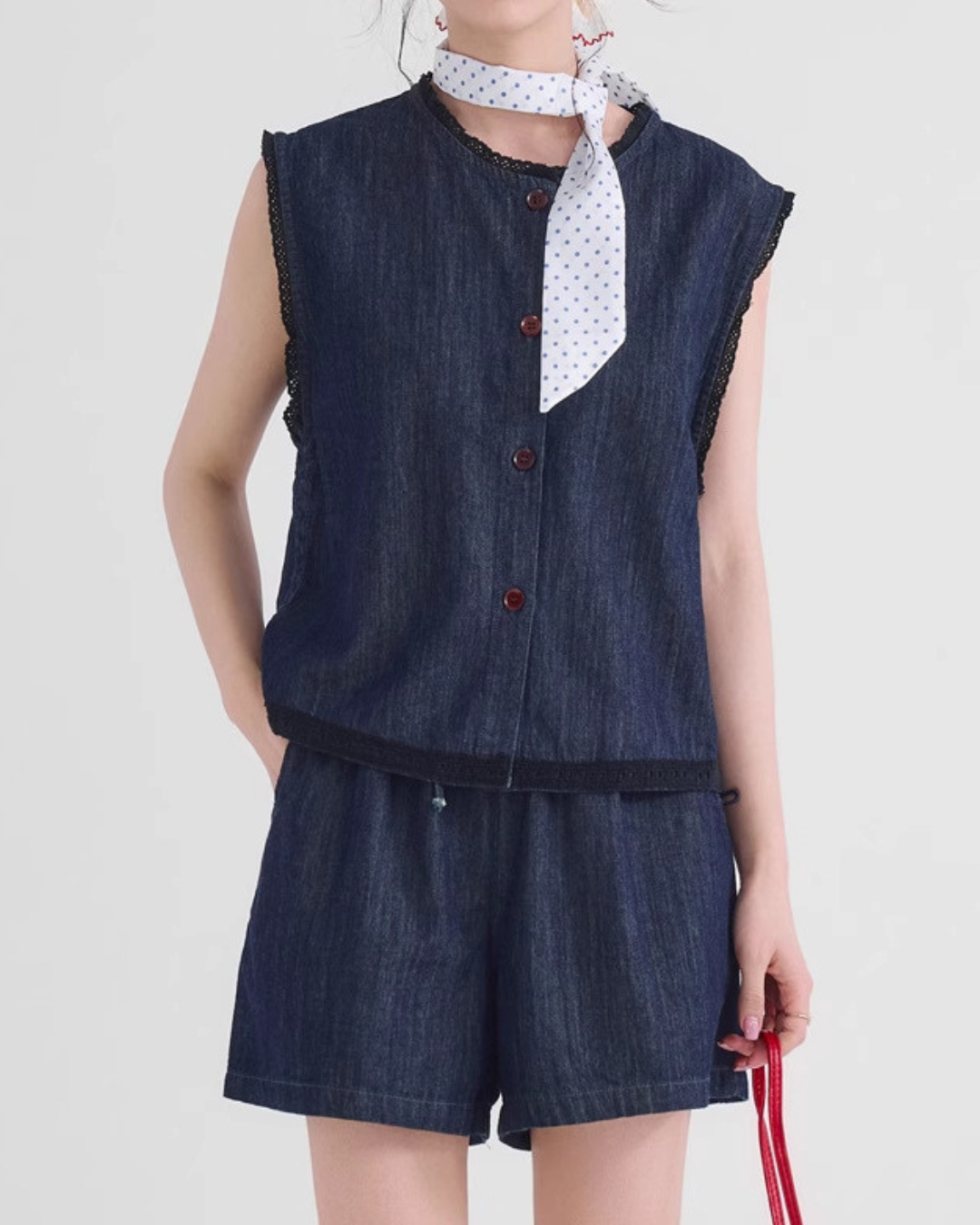 Rue Ease Gathered Denim Set