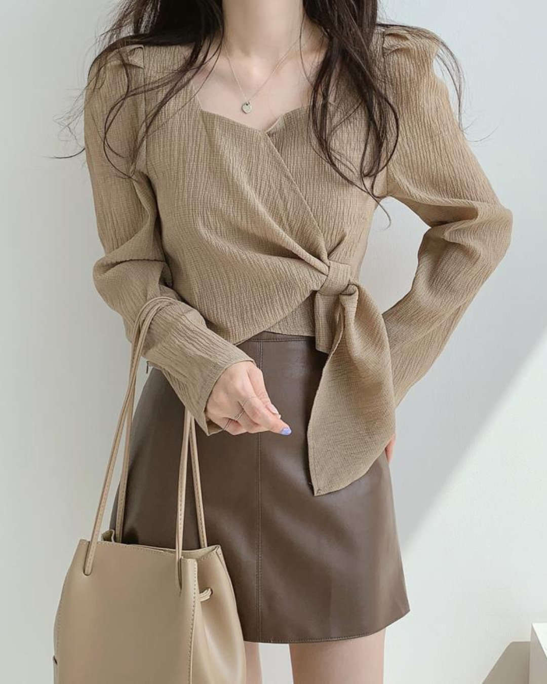 Celine Drape Waist Tie Blouse