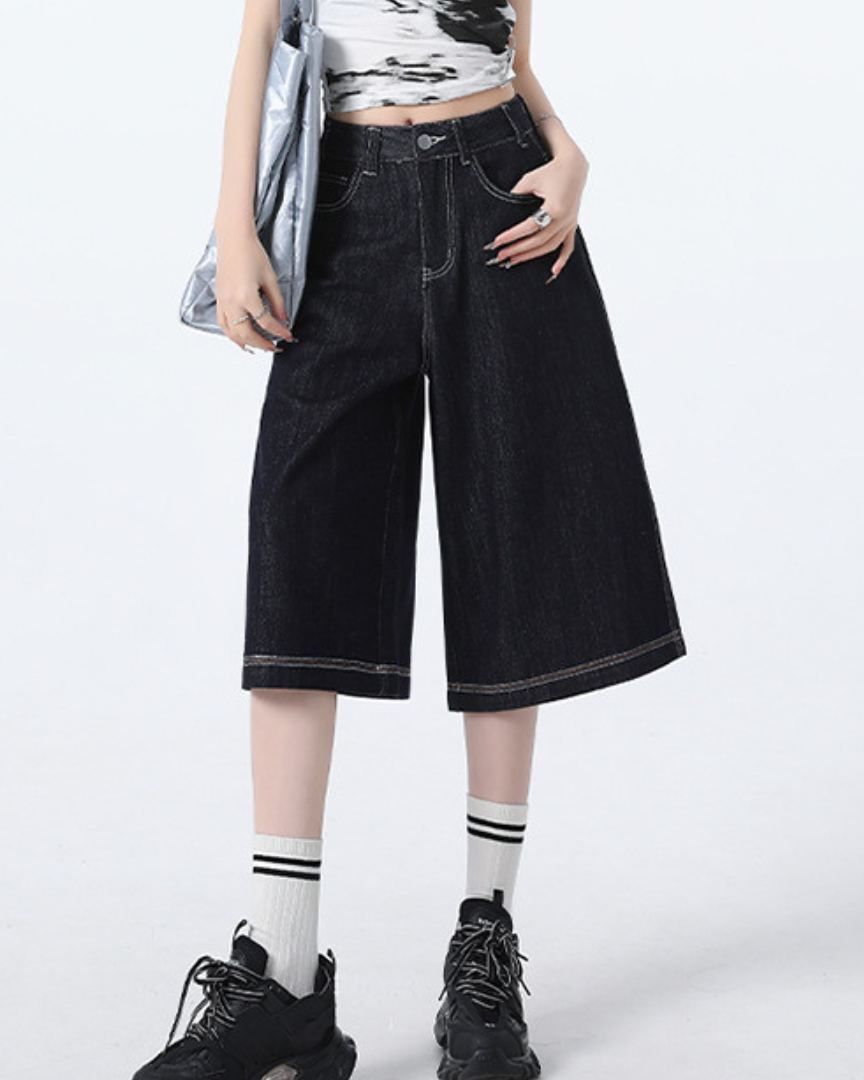 Isla Ease Wide Crop Denim