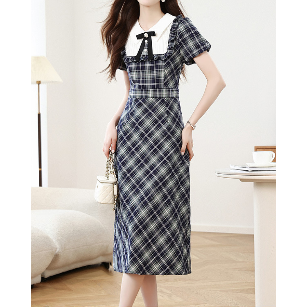 Livia Soft Check Pleat Dress
