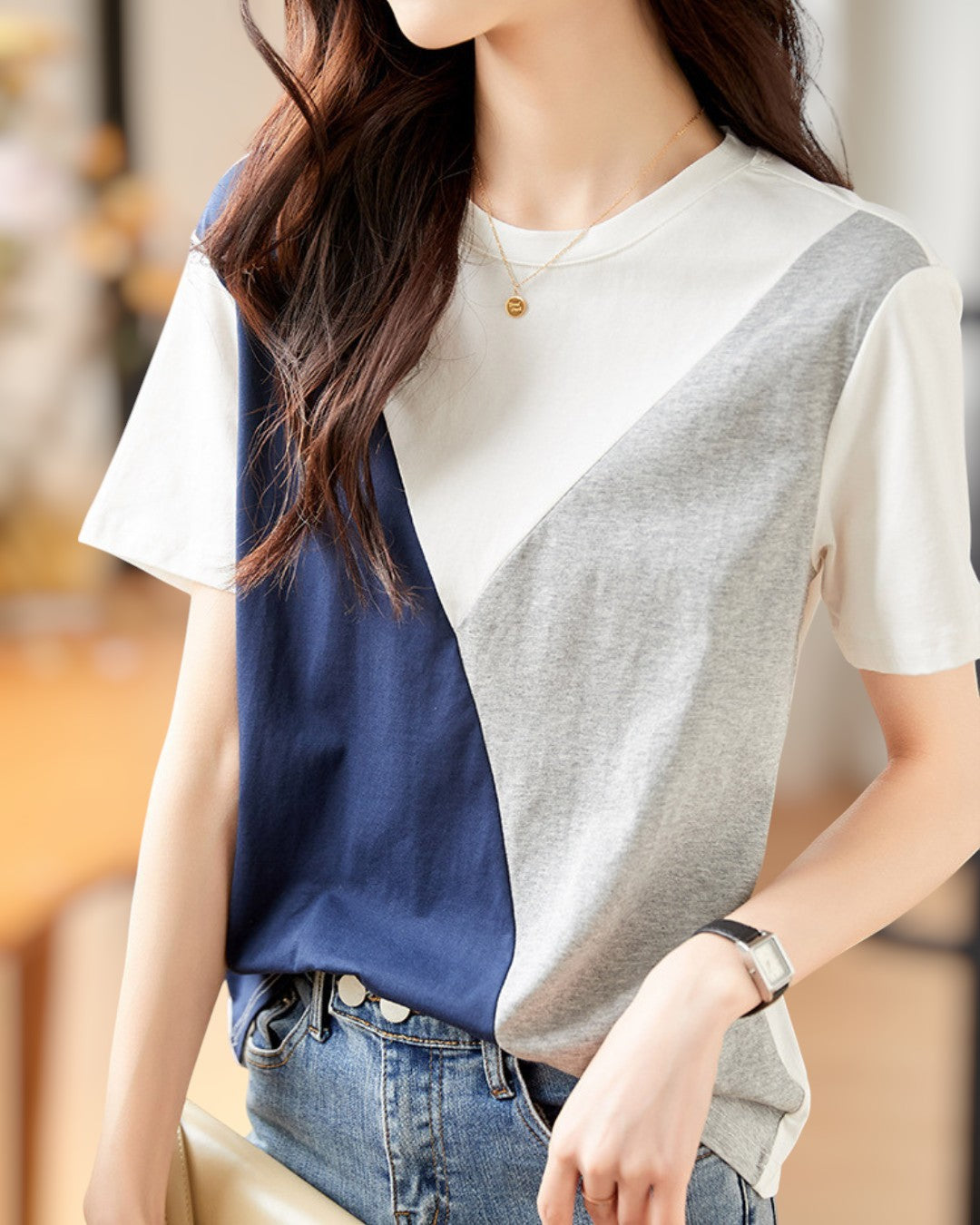 Mira Soft Block Cotton T-Shirt