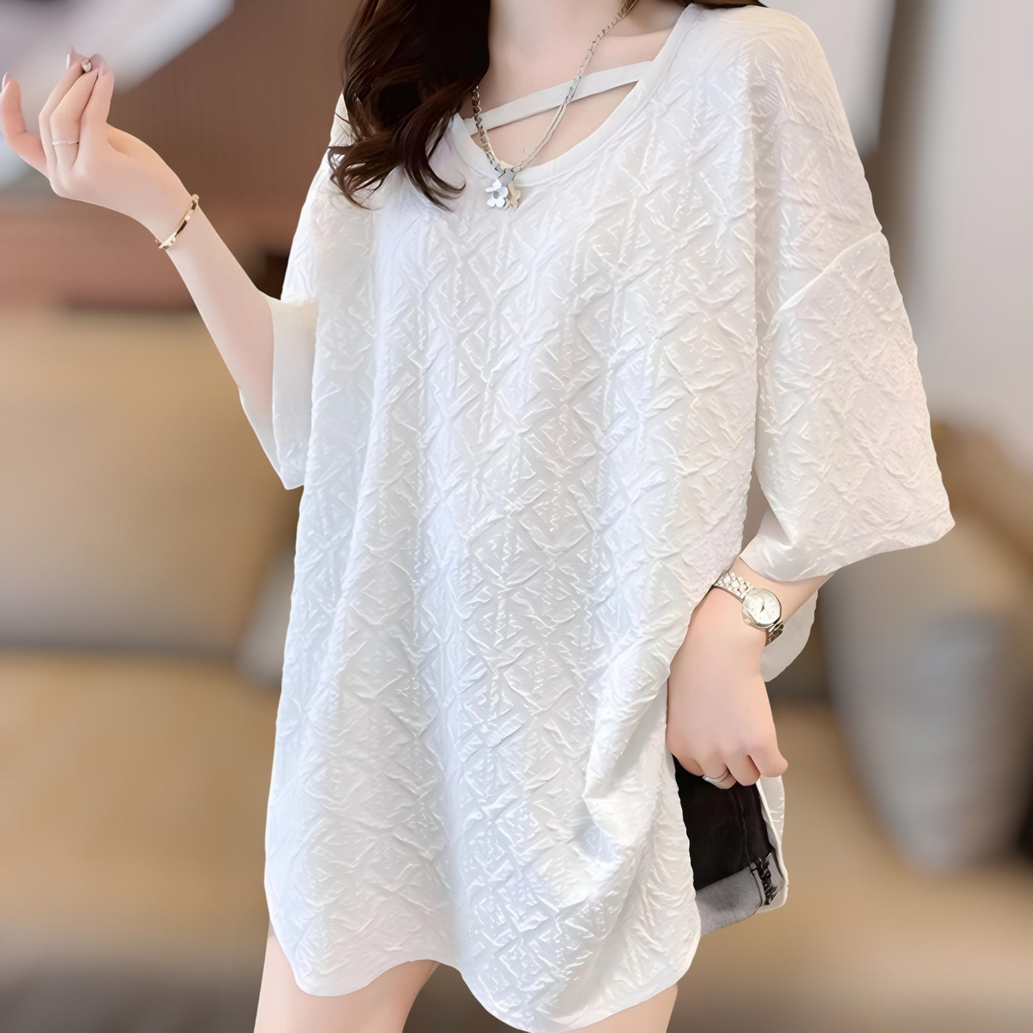 Liora Cross Texture T-Shirt