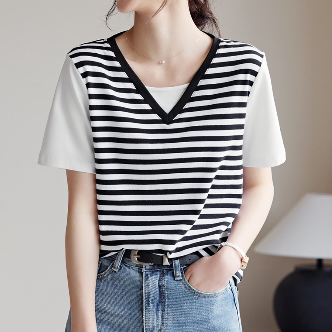 Arden Stripe Panel Layer T-Shirt