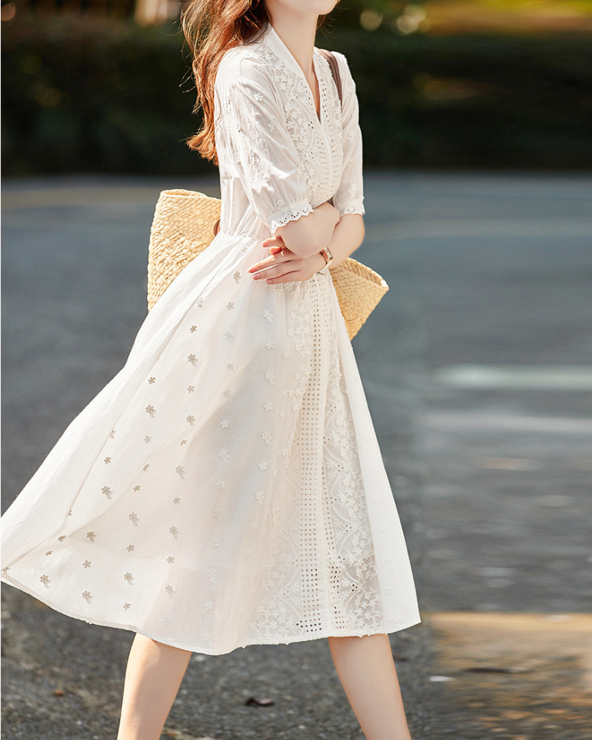 Opaline Bloom Embroidered Dress