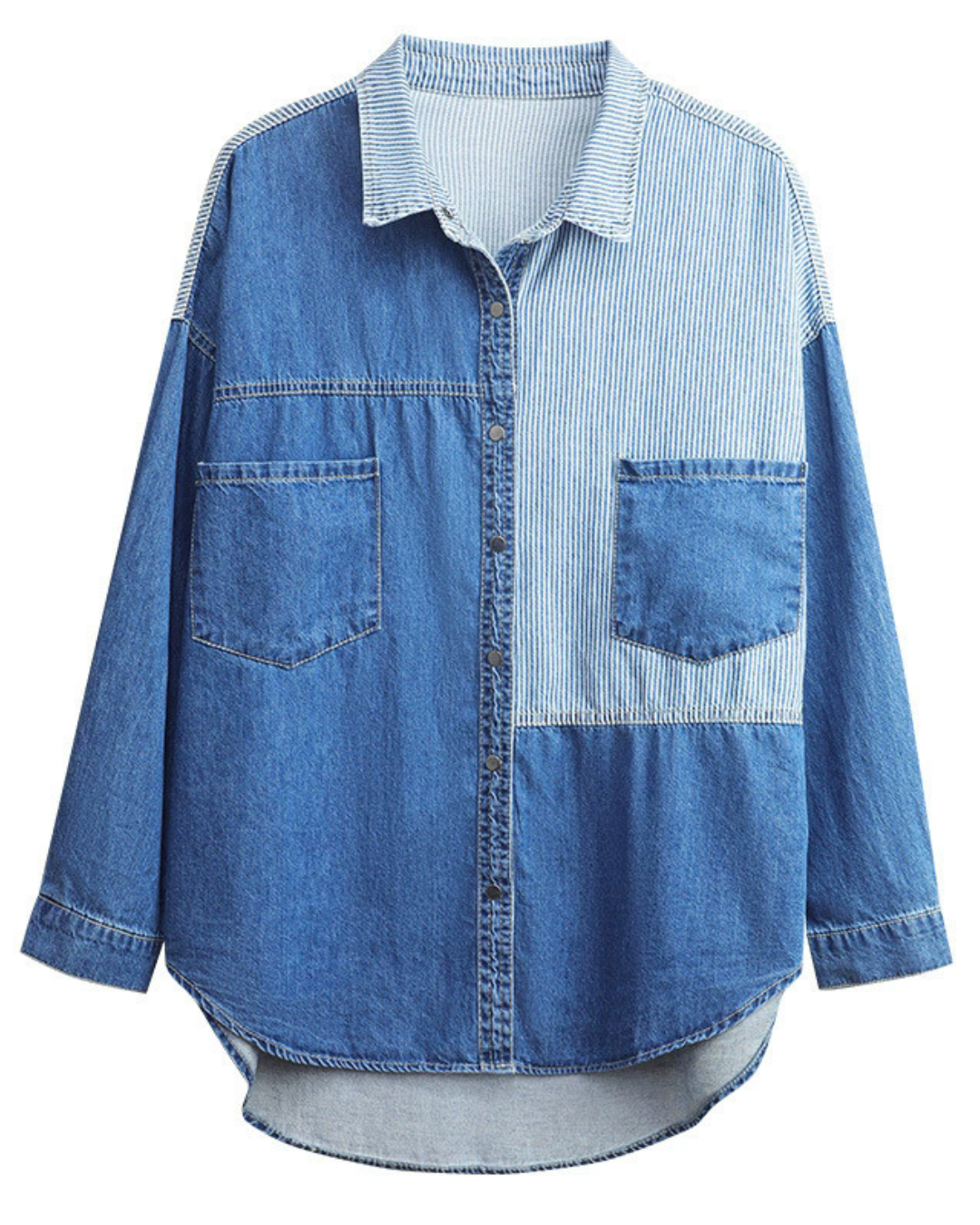Elira Stripe Patch Denim Shirt