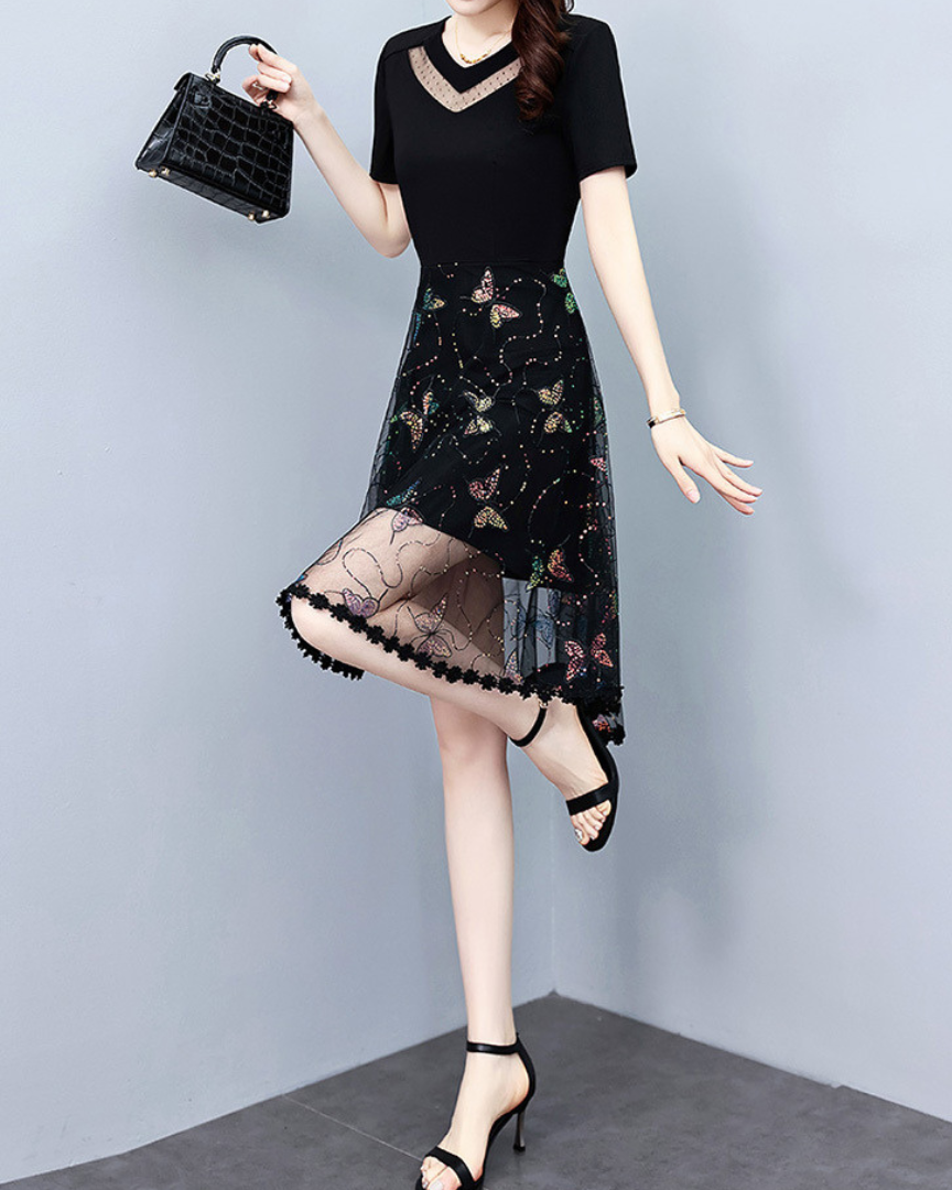 Ivy Bloom Mesh Flare Dress