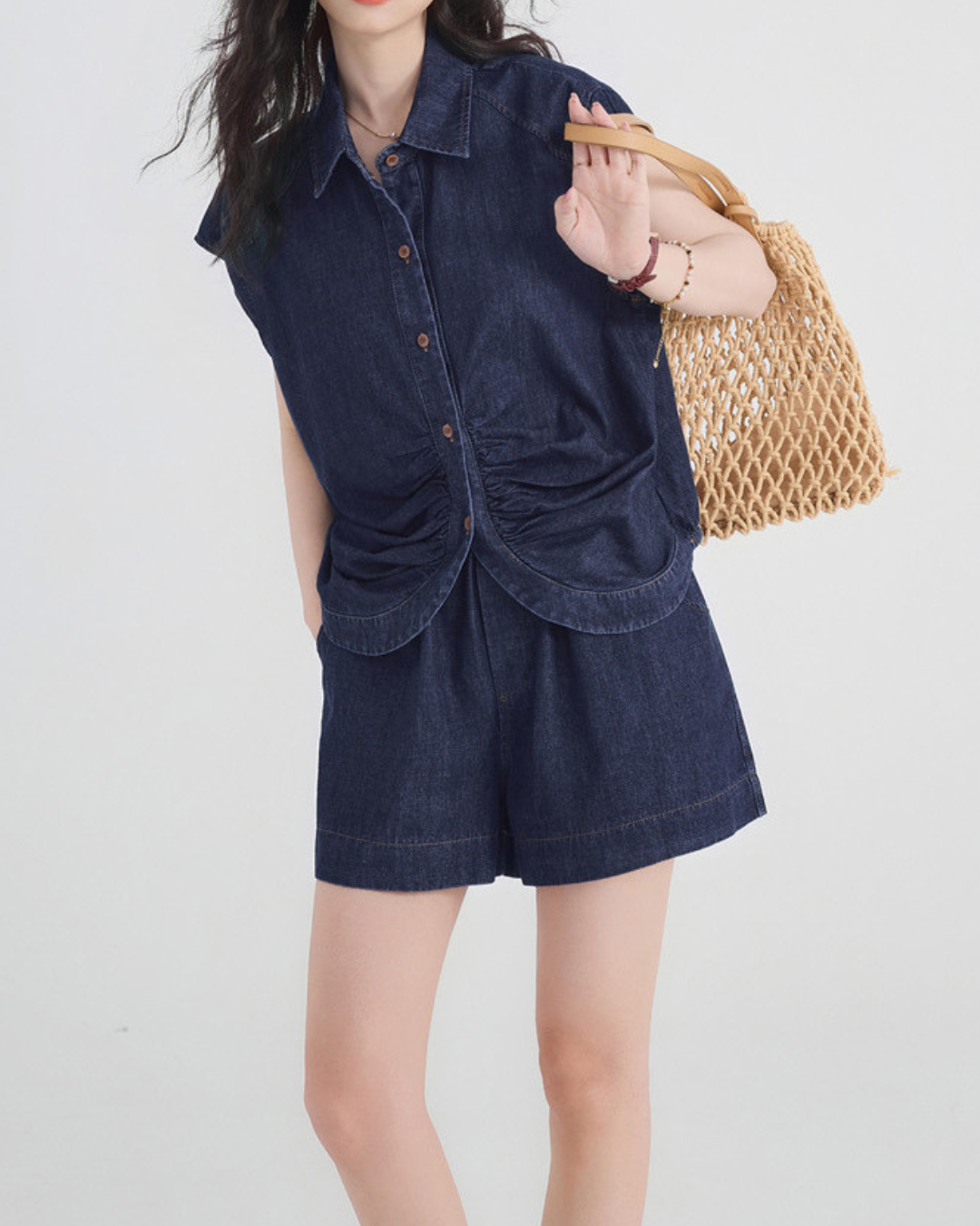 Aurea Ease Denim Short Set