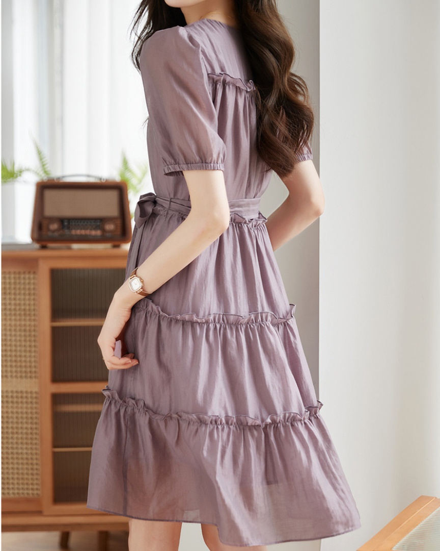 Lilac Tiers Calm Cotton Dress
