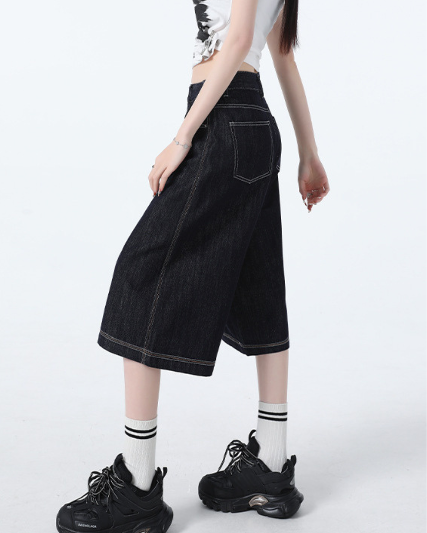 Isla Ease Wide Crop Denim