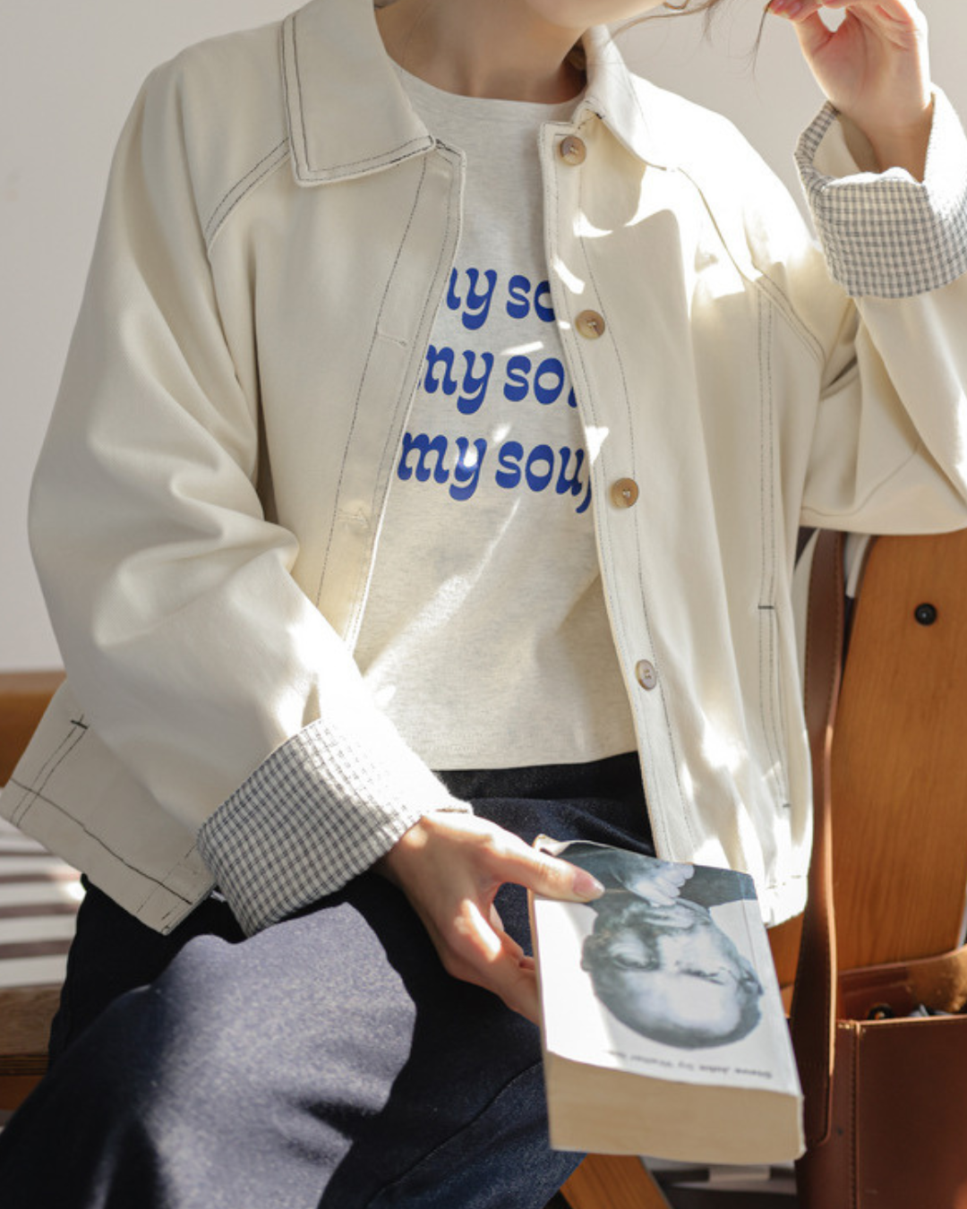 Clara Soft Check Cuff Denim Jacket