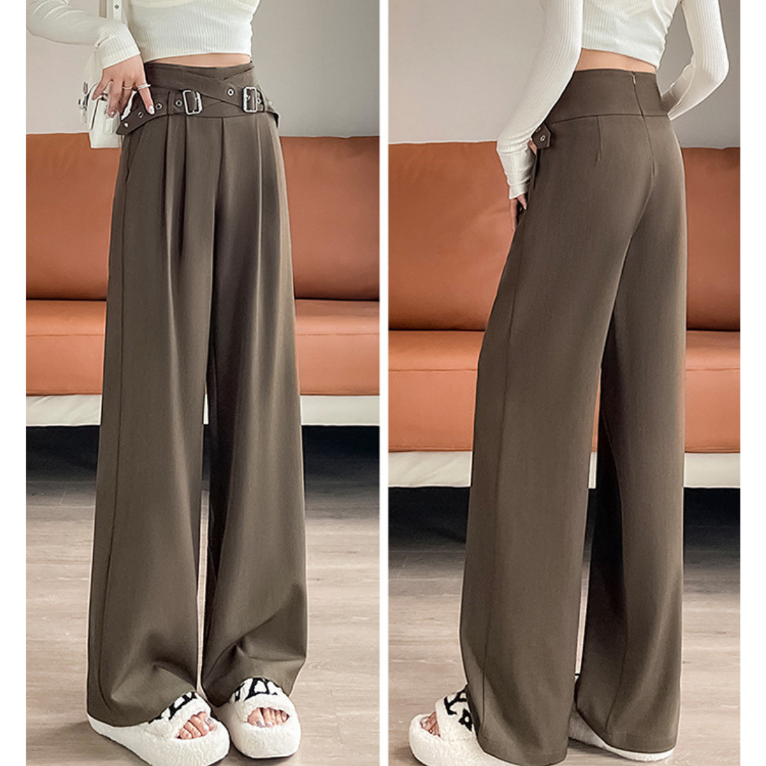 Arden Buckle Waist Wide Trousers