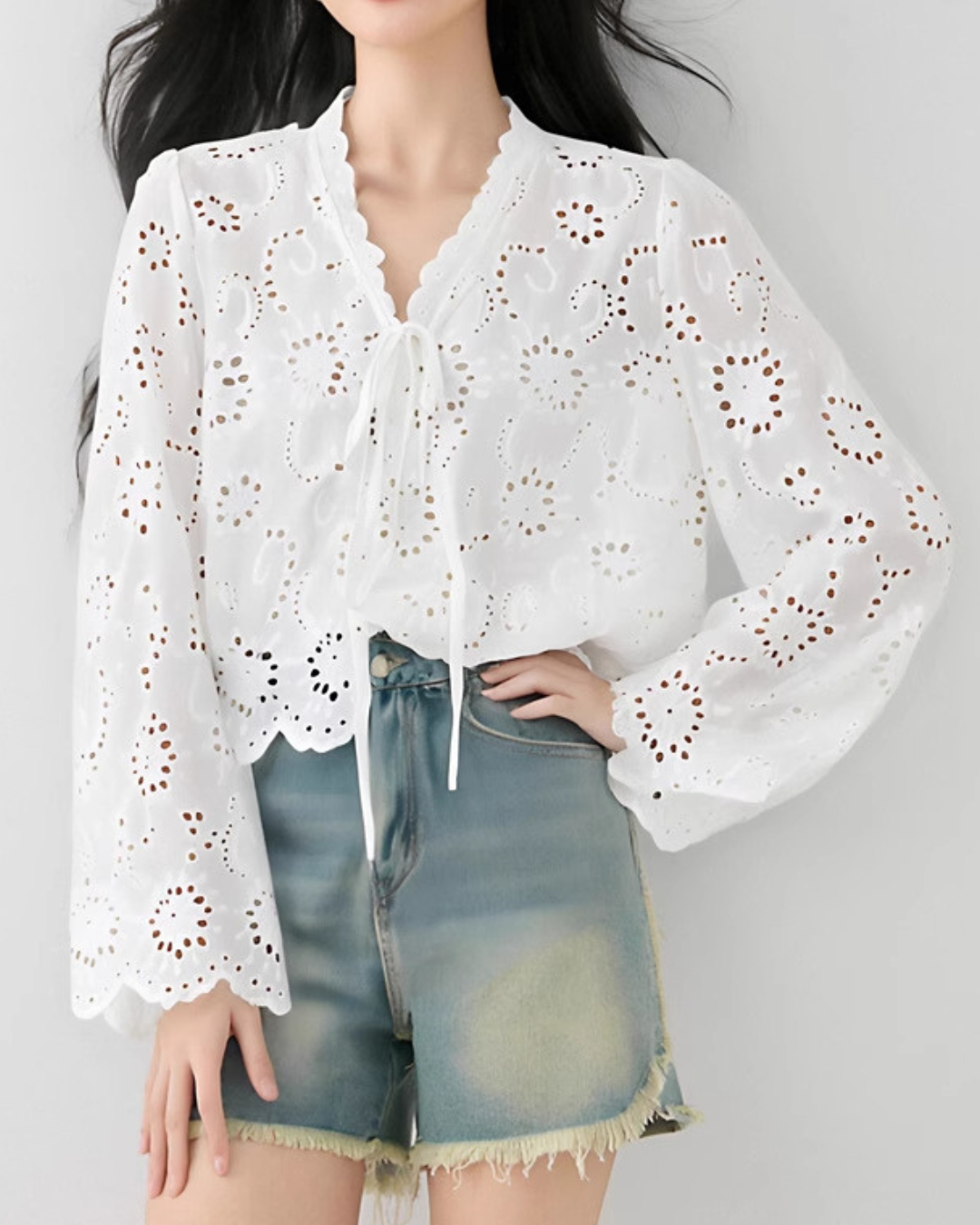 Elva Eyelet Flare Blouse