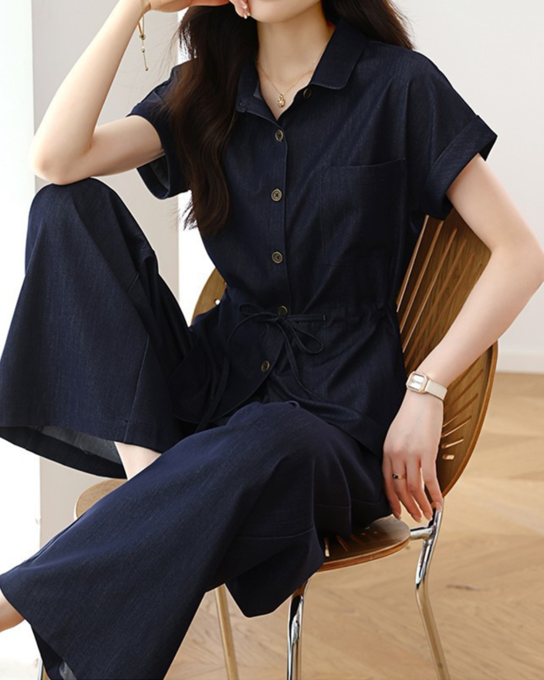 June Ease Denim Wide Set