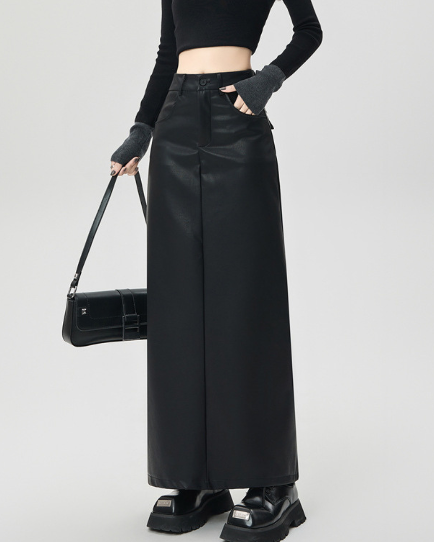 Elara Soft Line PU Leather Skirt