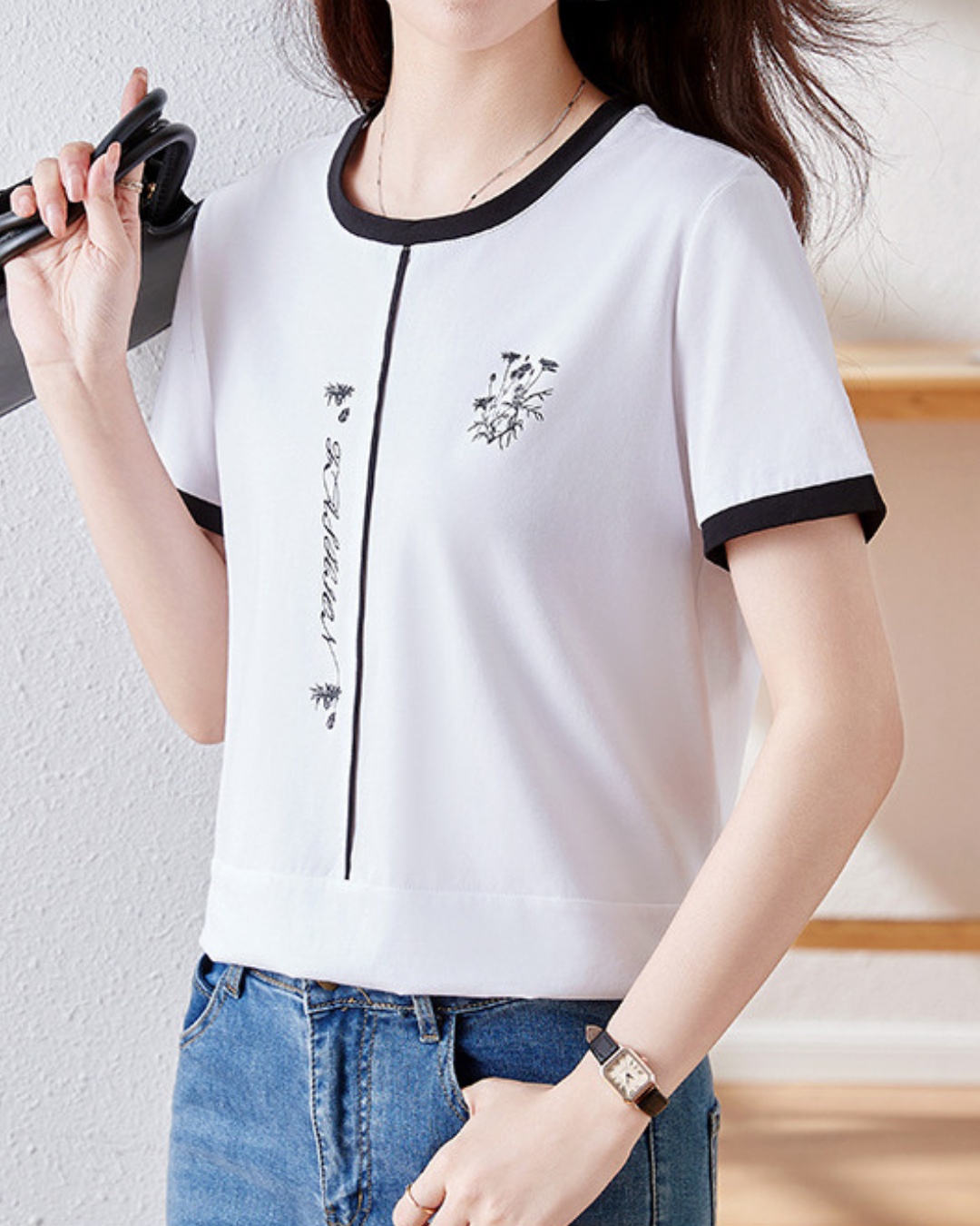 Elora Bloom Line Cotton T-Shirt