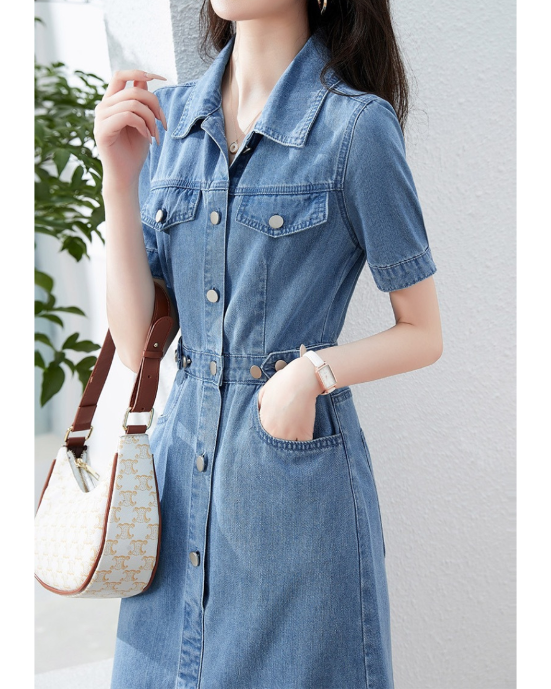 Adele Soft Denim Belted Dress