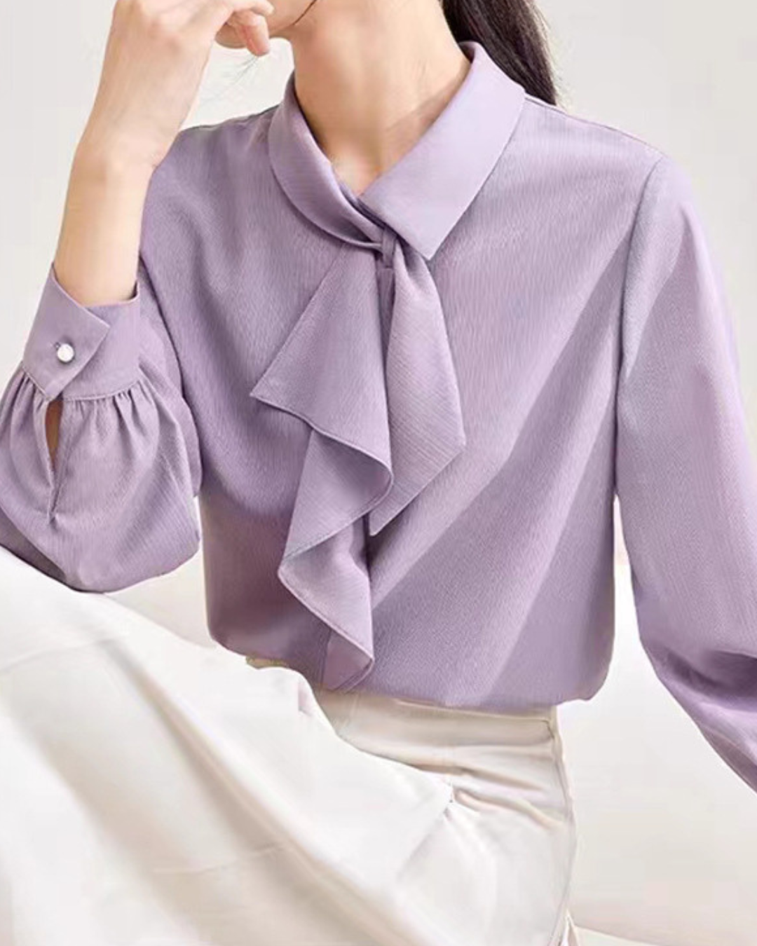 Lilac Bow Soft Blouse