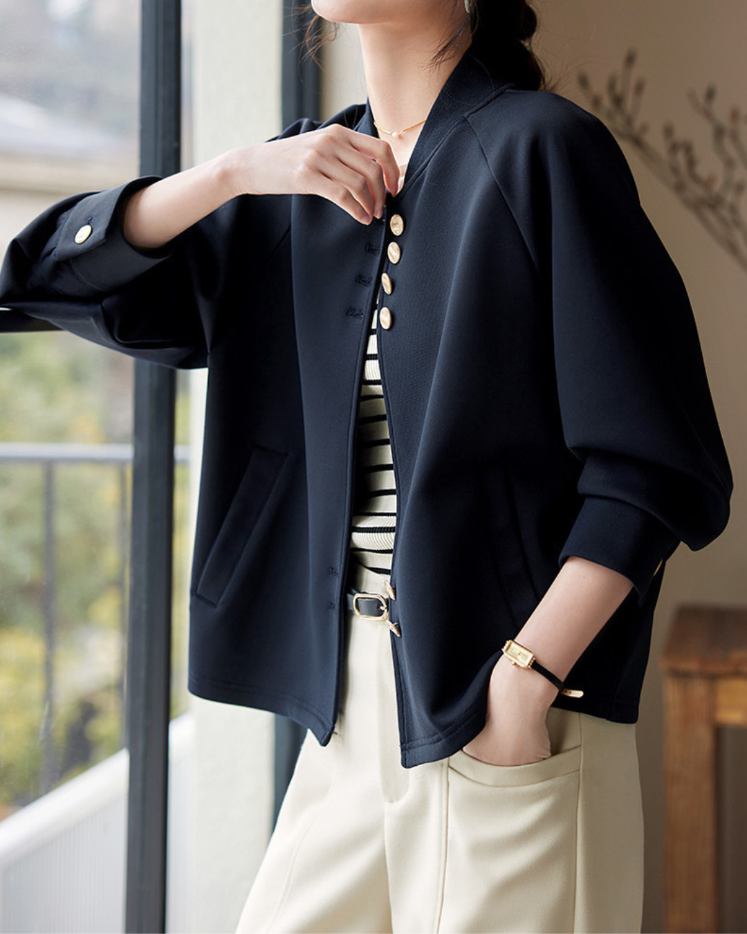 Marine Calm Button Jacket