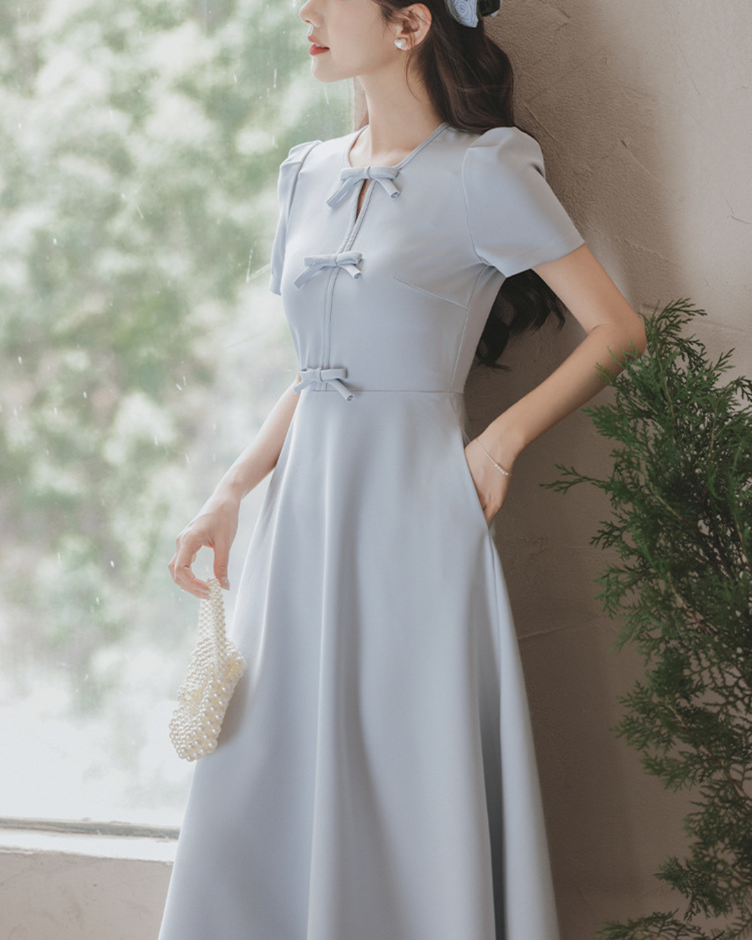 Lilou Soft Ribbon Midi Dress