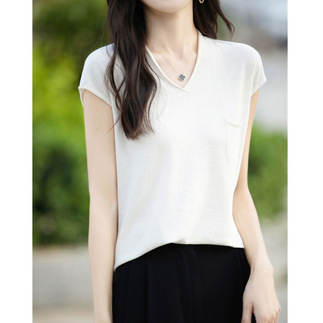 Mira Gentle V-Neck Pocket T-Shirt