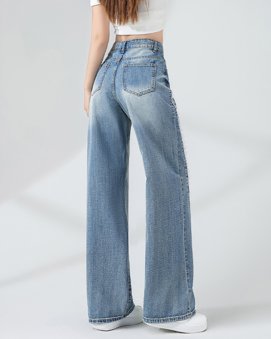 Liora Lace Trim Wide Denim