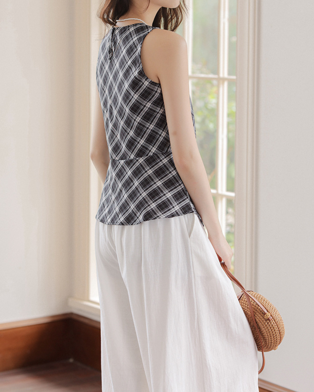 Maren Side Pleat Check Tank