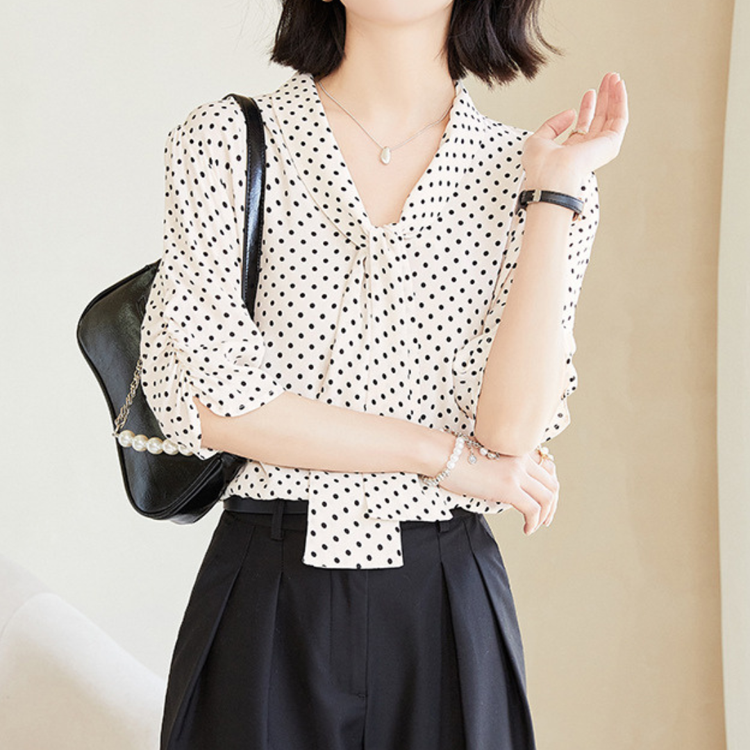 Amelie Dot Soft Tie Blouse