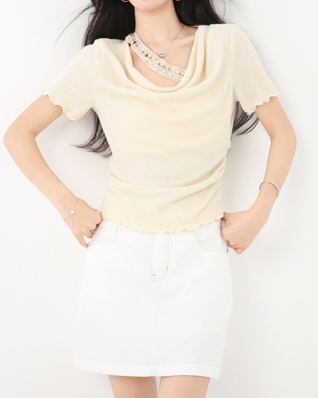 Cleo Drape Trim Layered T-Shirt