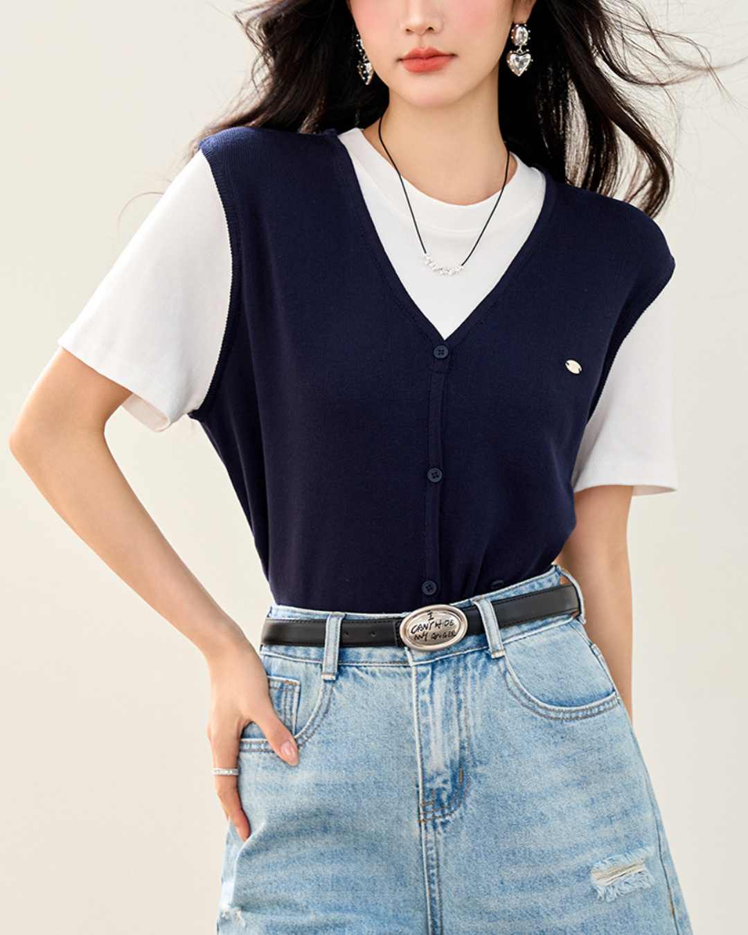 Liora Layered Knit Vest T-Shirt