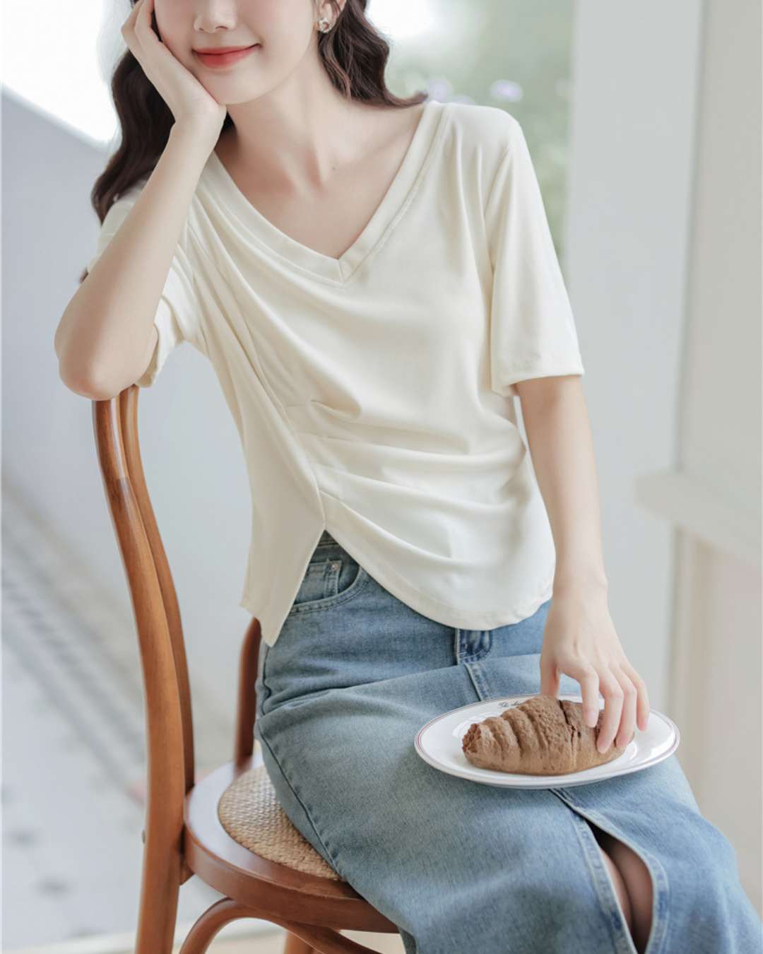 Eline Drape Side Slit T-Shirt